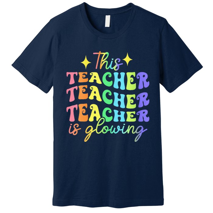 This Teacher Is Glowing Hello Summer Funny End Of School Premium T-Shirt