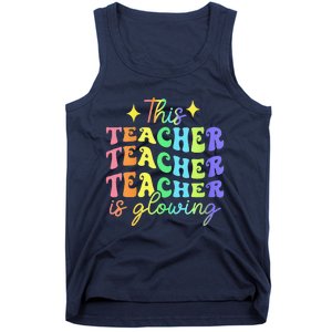 This Teacher Is Glowing Hello Summer Funny End Of School Tank Top