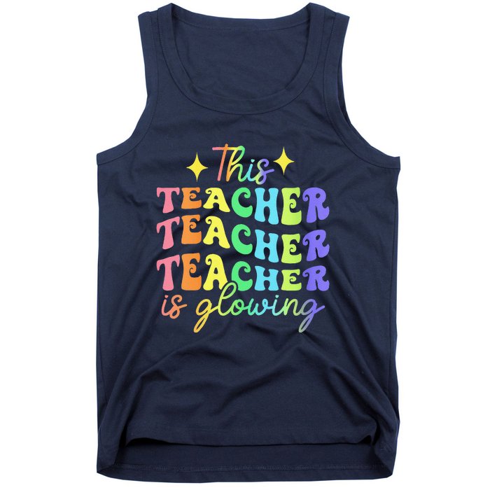 This Teacher Is Glowing Hello Summer Funny End Of School Tank Top