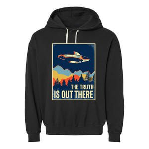 The Truth Is Out There Area 51 Alien UFO Garment-Dyed Fleece Hoodie