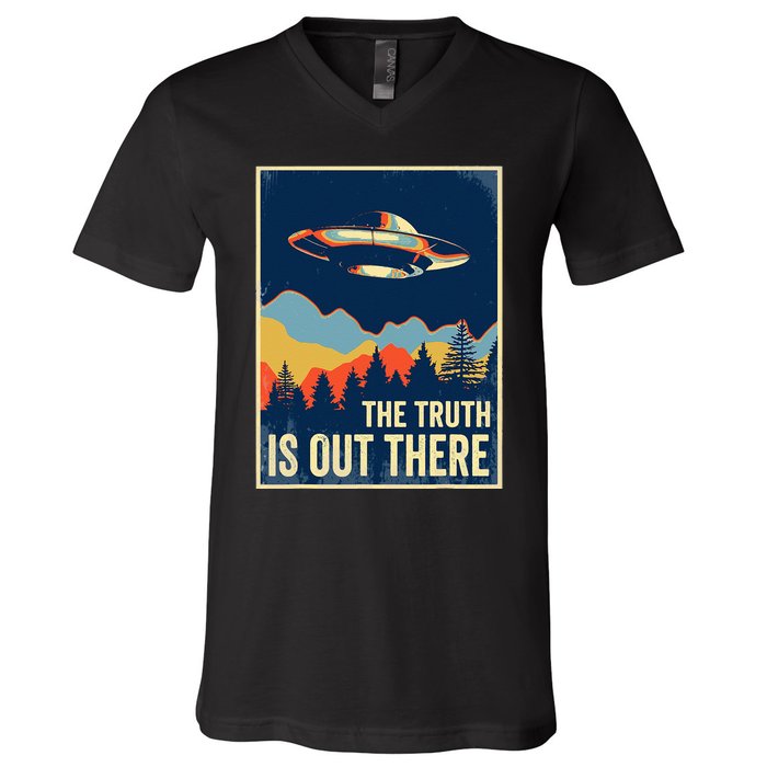 The Truth Is Out There Area 51 Alien UFO V-Neck T-Shirt