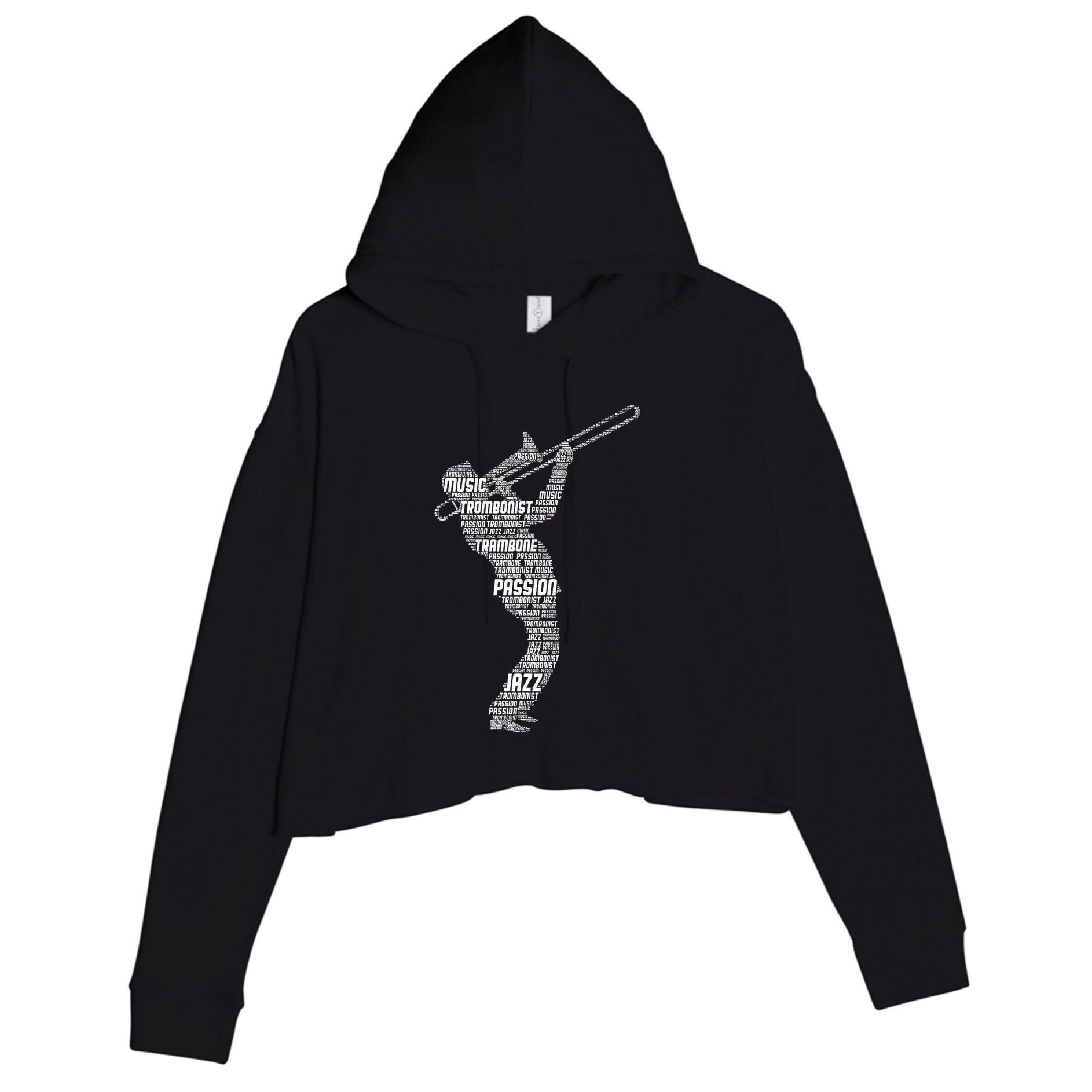 Trombone Trombonist Jazz Musician Crop Fleece Hoodie