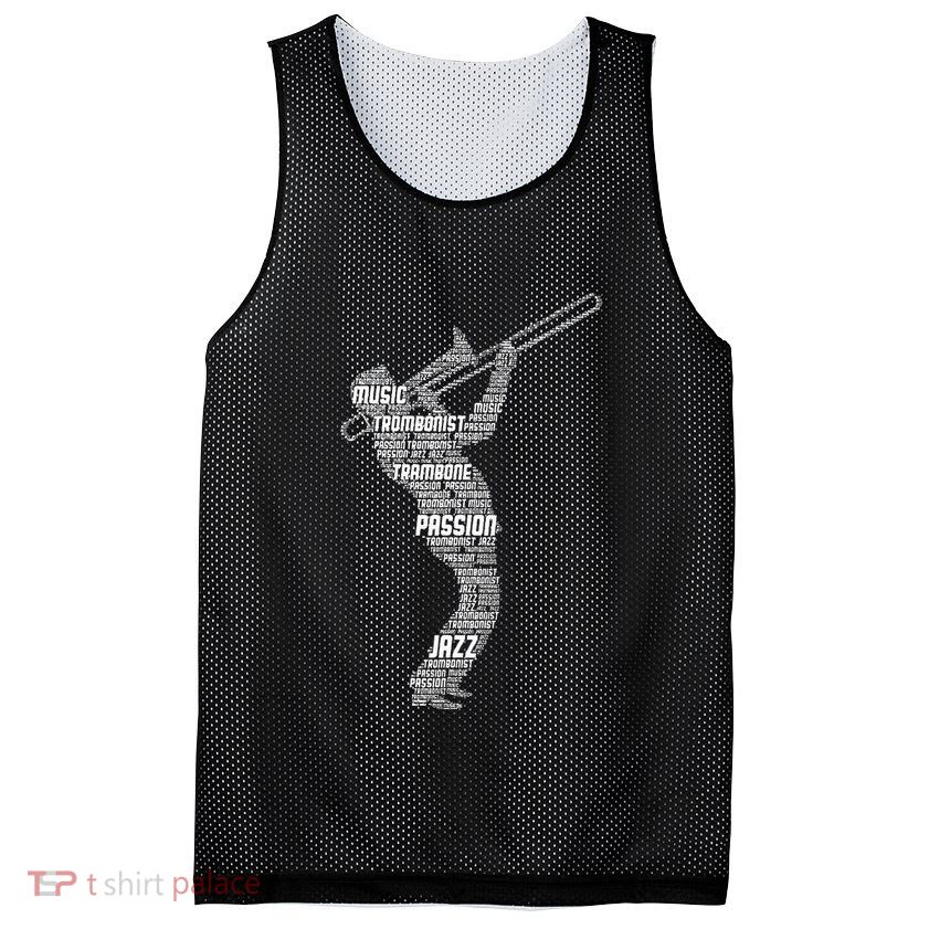 Trombone Trombonist Jazz Musician Mesh Reversible Basketball Jersey Tank