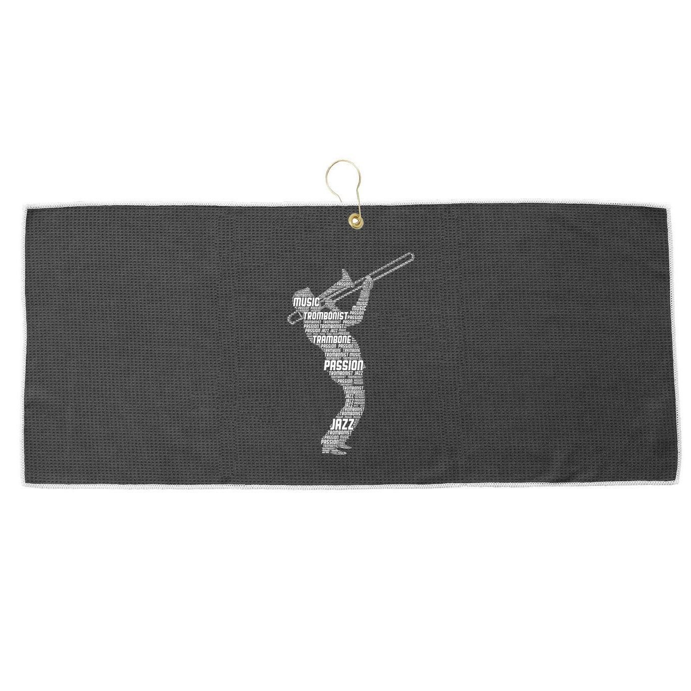 Trombone Trombonist Jazz Musician Large Microfiber Waffle Golf Towel