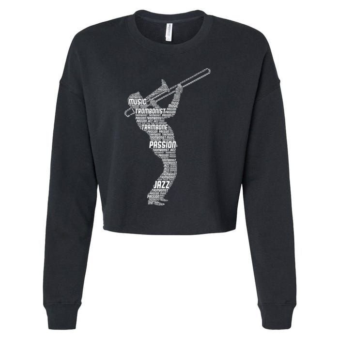 Trombone Trombonist Jazz Musician Cropped Pullover Crew