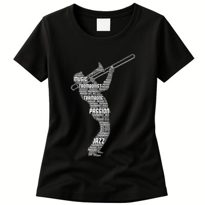 Trombone Trombonist Jazz Musician Womens T-Shirt