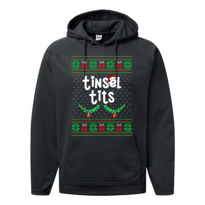 Tinsel Tits Jingle Balls Funny Matching Couple Ugly Christmas Sweater Performance Fleece Hoodie