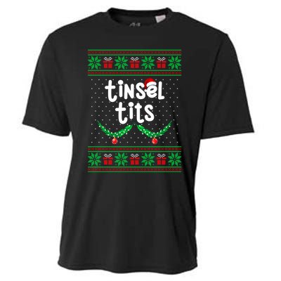 Tinsel Tits Jingle Balls Funny Matching Couple Ugly Christmas Sweater Cooling Performance Crew T-Shirt