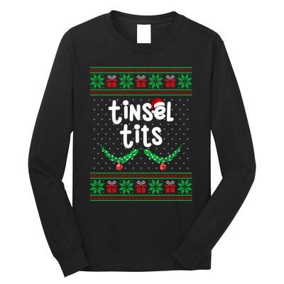 Tinsel Tits Jingle Balls Funny Matching Couple Ugly Christmas Sweater Long Sleeve Shirt