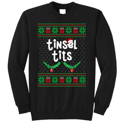 Tinsel Tits Jingle Balls Funny Matching Couple Ugly Christmas Sweater Sweatshirt