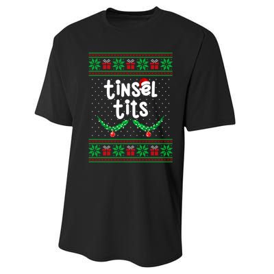 Tinsel Tits Jingle Balls Funny Matching Couple Ugly Christmas Sweater Performance Sprint T-Shirt