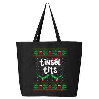 Tinsel Tits Jingle Balls Funny Matching Couple Ugly Christmas Sweater 25L Jumbo Tote