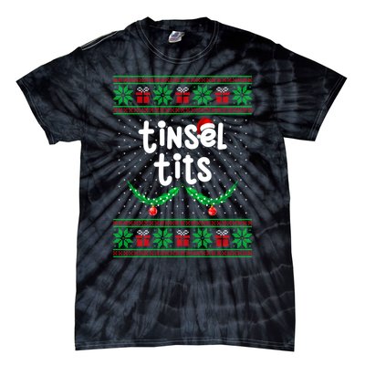 Tinsel Tits Jingle Balls Funny Matching Couple Ugly Christmas Sweater Tie-Dye T-Shirt