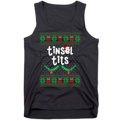 Tinsel Tits Jingle Balls Funny Matching Couple Ugly Christmas Sweater Tank Top