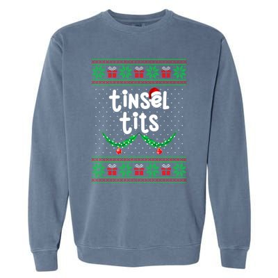 Tinsel Tits Jingle Balls Funny Matching Couple Ugly Christmas Sweater Garment-Dyed Sweatshirt