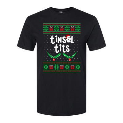 Tinsel Tits Jingle Balls Funny Matching Couple Ugly Christmas Sweater Softstyle CVC T-Shirt