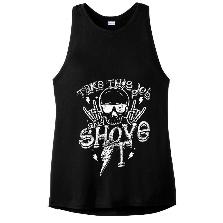 Take This Job And Shove It Teacher And Technician Work Ladies PosiCharge Tri-Blend Wicking Tank