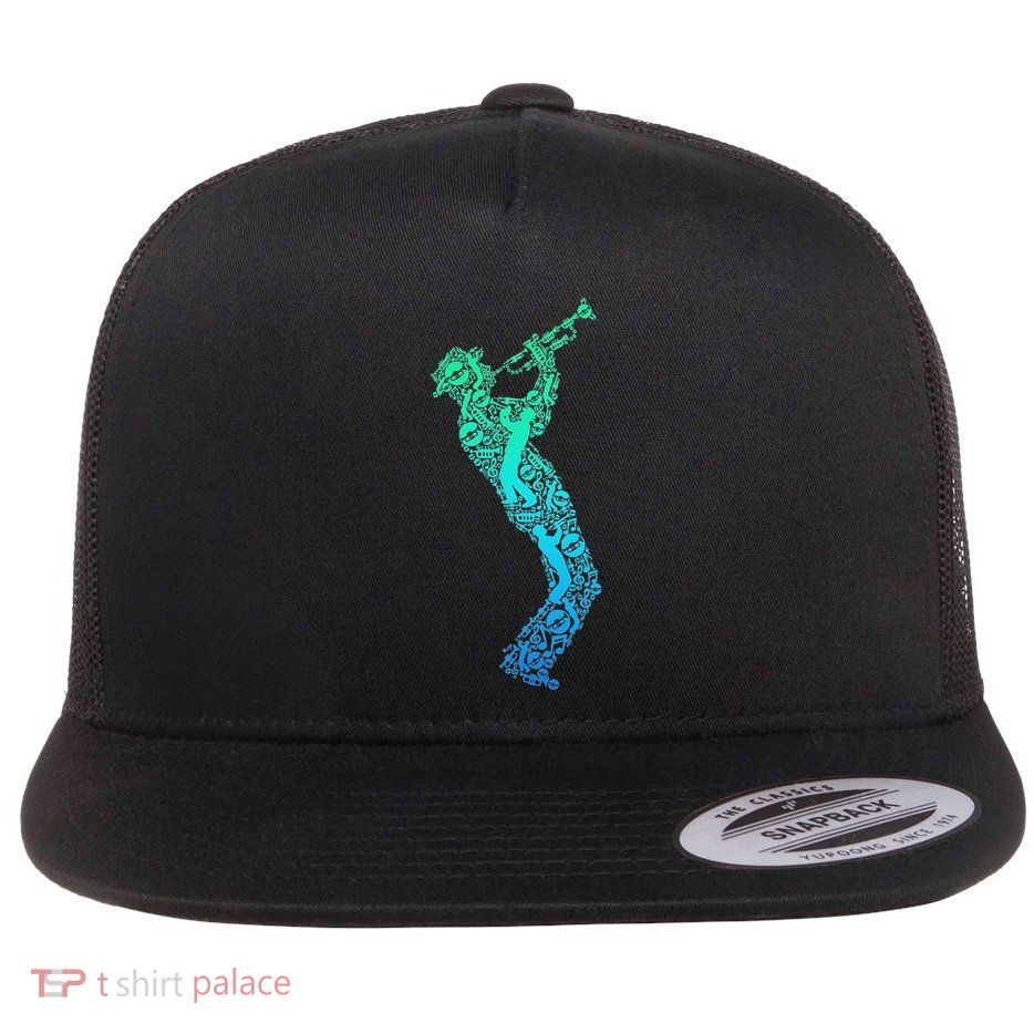 Trumpet Trumpeter Jazz Musician Flat Bill Trucker Hat
