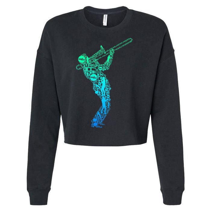 Trombone Trombonist Jazz Musician Cropped Pullover Crew