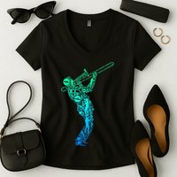 Trombone Trombonist Jazz Musician Women's V-Neck T-Shirt