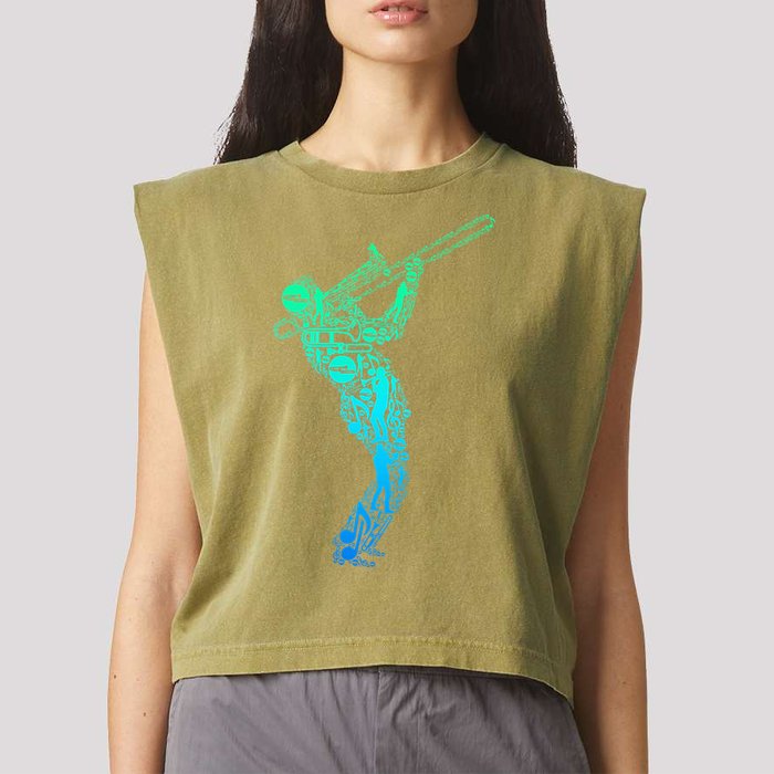 Trombone Trombonist Jazz Musician Garment-Dyed Women's Muscle Tee