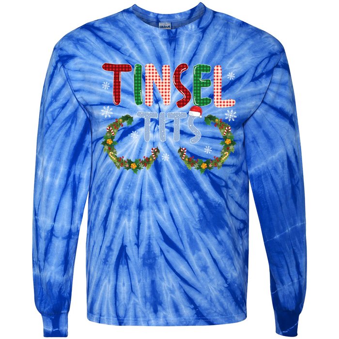 Tinsel Tits Jingle Balls Funny Matching Christmas Couple Gift Tie-Dye Long Sleeve Shirt