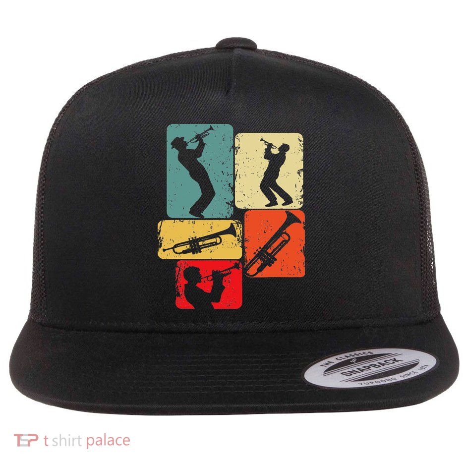 Trumpet Trumpeter Jazz Musician Flat Bill Trucker Hat