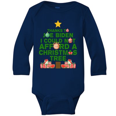 Thanks To Joe Biden I Could Not Afford A Christmas Tree Funny Baby Long Sleeve Bodysuit