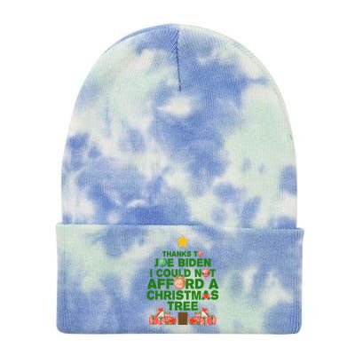 Thanks To Joe Biden I Could Not Afford A Christmas Tree Funny Tie Dye 12in Knit Beanie