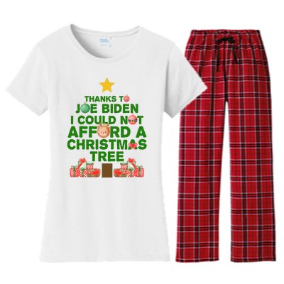 Thanks To Joe Biden I Could Not Afford A Christmas Tree Funny Women's Flannel Pajama Set