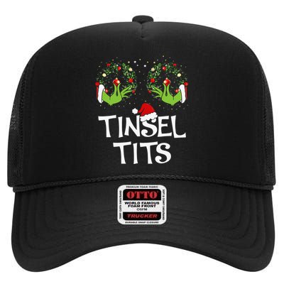 Tinsel Tits Jingle Balls Matching Couple Christmas High Crown Mesh Back Trucker Hat