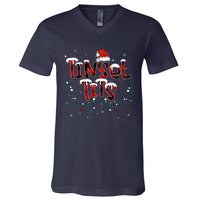 Tinsel Tits & Jingle Balls Funny Matching Christmas Couples V-Neck T-Shirt