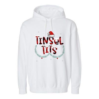 Tinsel Tits & Jingle Balls Funny Matching Christmas Couples Garment-Dyed Fleece Hoodie