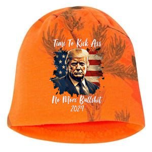 Time To Kick Ass No More Bullshit Trump 2024 Usa Kati - Camo Knit Beanie