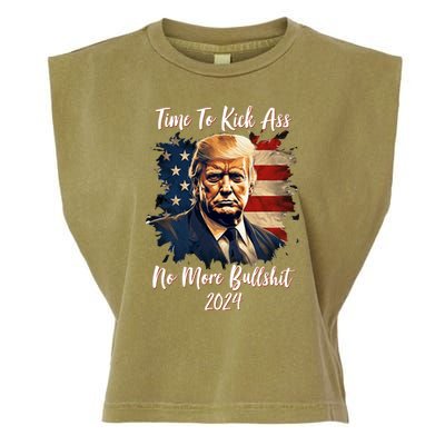 Time To Kick Ass No More Bullshit Trump 2024 Usa Garment-Dyed Women's Muscle Tee
