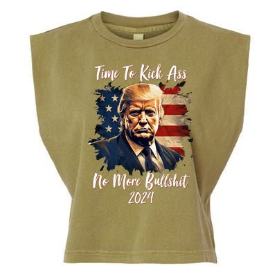 Time To Kick Ass No More Bullshit Trump 2024 Usa Garment-Dyed Women's Muscle Tee