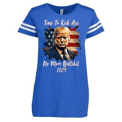 Time To Kick Ass No More Bullshit Trump 2024 Usa Enza Ladies Jersey Football T-Shirt