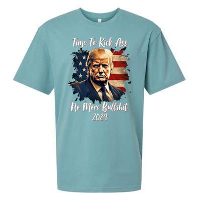 Time To Kick Ass No More Bullshit Trump 2024 Usa Sueded Cloud Jersey T-Shirt