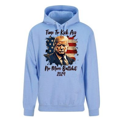 Time To Kick Ass No More Bullshit Trump 2024 Usa Unisex Surf Hoodie