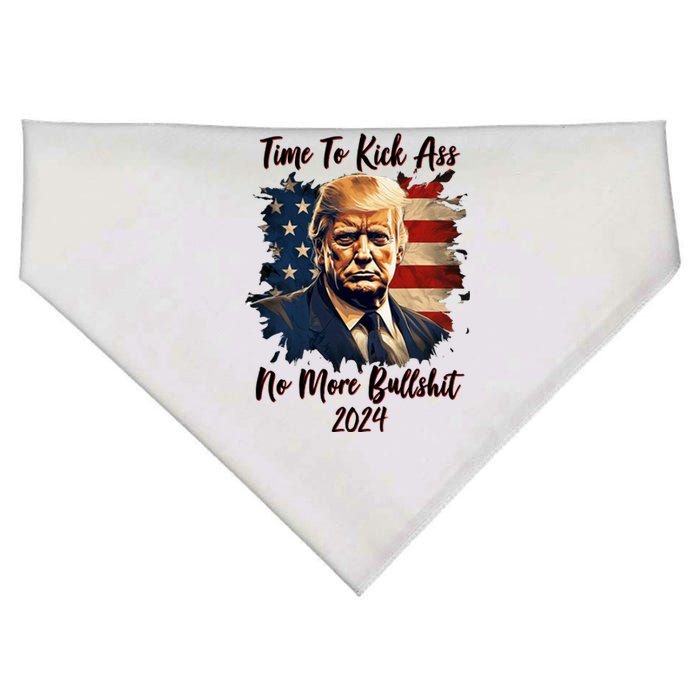 Time To Kick Ass No More Bullshit Trump 2024 Usa USA-Made Doggie Bandana