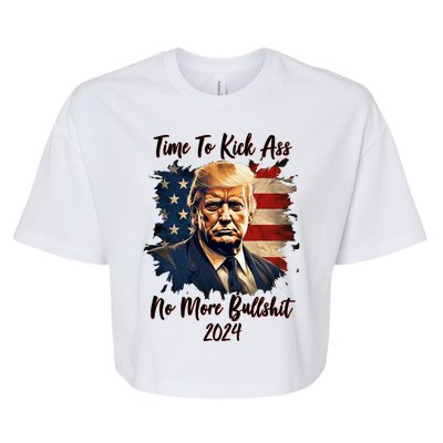 Time To Kick Ass No More Bullshit Trump 2024 Usa Bella+Canvas Jersey Crop Tee