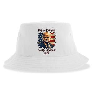 Time To Kick Ass No More Bullshit Trump 2024 Usa Sustainable Bucket Hat