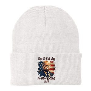 Time To Kick Ass No More Bullshit Trump 2024 Usa Knit Cap Winter Beanie