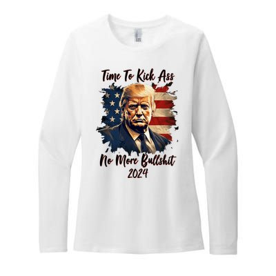 Time To Kick Ass No More Bullshit Trump 2024 Usa Womens CVC Long Sleeve Shirt