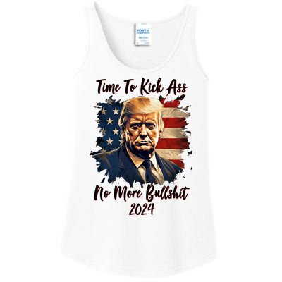 Time To Kick Ass No More Bullshit Trump 2024 Usa Ladies Essential Tank