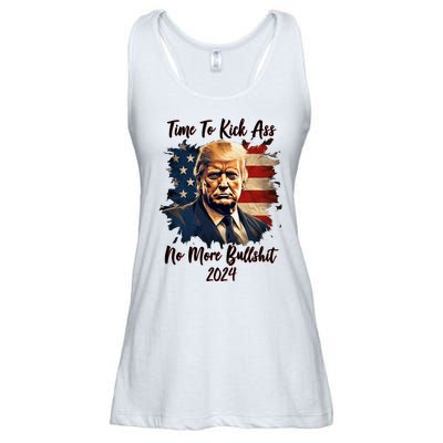 Time To Kick Ass No More Bullshit Trump 2024 Usa Ladies Essential Flowy Tank