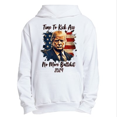 Time To Kick Ass No More Bullshit Trump 2024 Usa Urban Pullover Hoodie