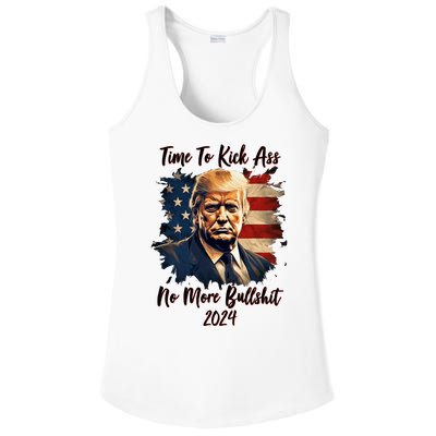 Time To Kick Ass No More Bullshit Trump 2024 Usa Ladies PosiCharge Competitor Racerback Tank