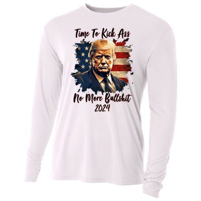 Time To Kick Ass No More Bullshit Trump 2024 Usa Cooling Performance Long Sleeve Crew