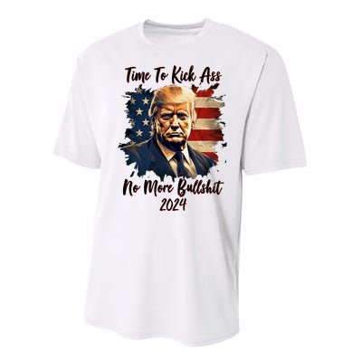 Time To Kick Ass No More Bullshit Trump 2024 Usa Performance Sprint T-Shirt